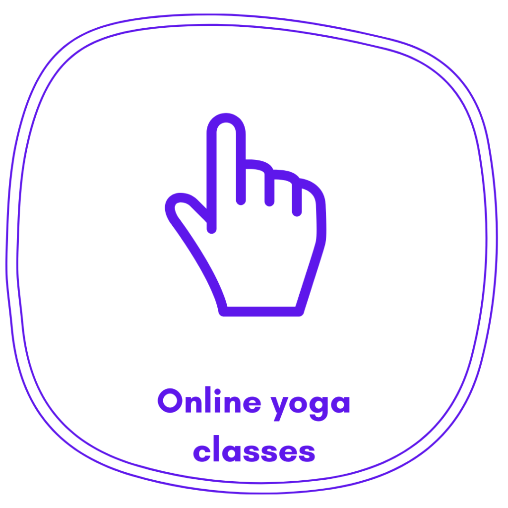 Cursor icon with text that says Online yoga classes