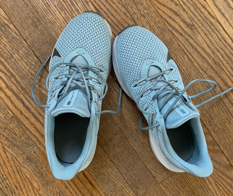 powder blue Nike running shoes